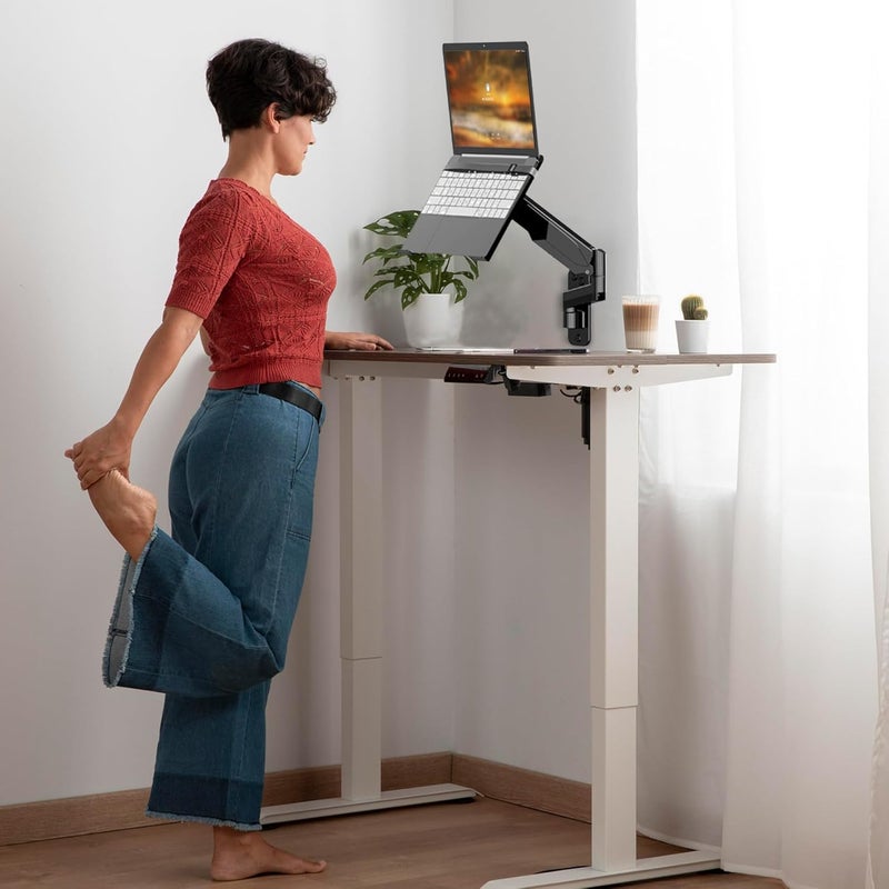 UPGRAVITY Laptop Wall Mount, 2-in-1 Gas Spring Wall Holder with Vented Tray for 12"-17" Notebook/13-32 Computer Screen, Full Motion Adjustable Wall Mount Laptop Stand Holds 3.3-17.6lbs - Image 2